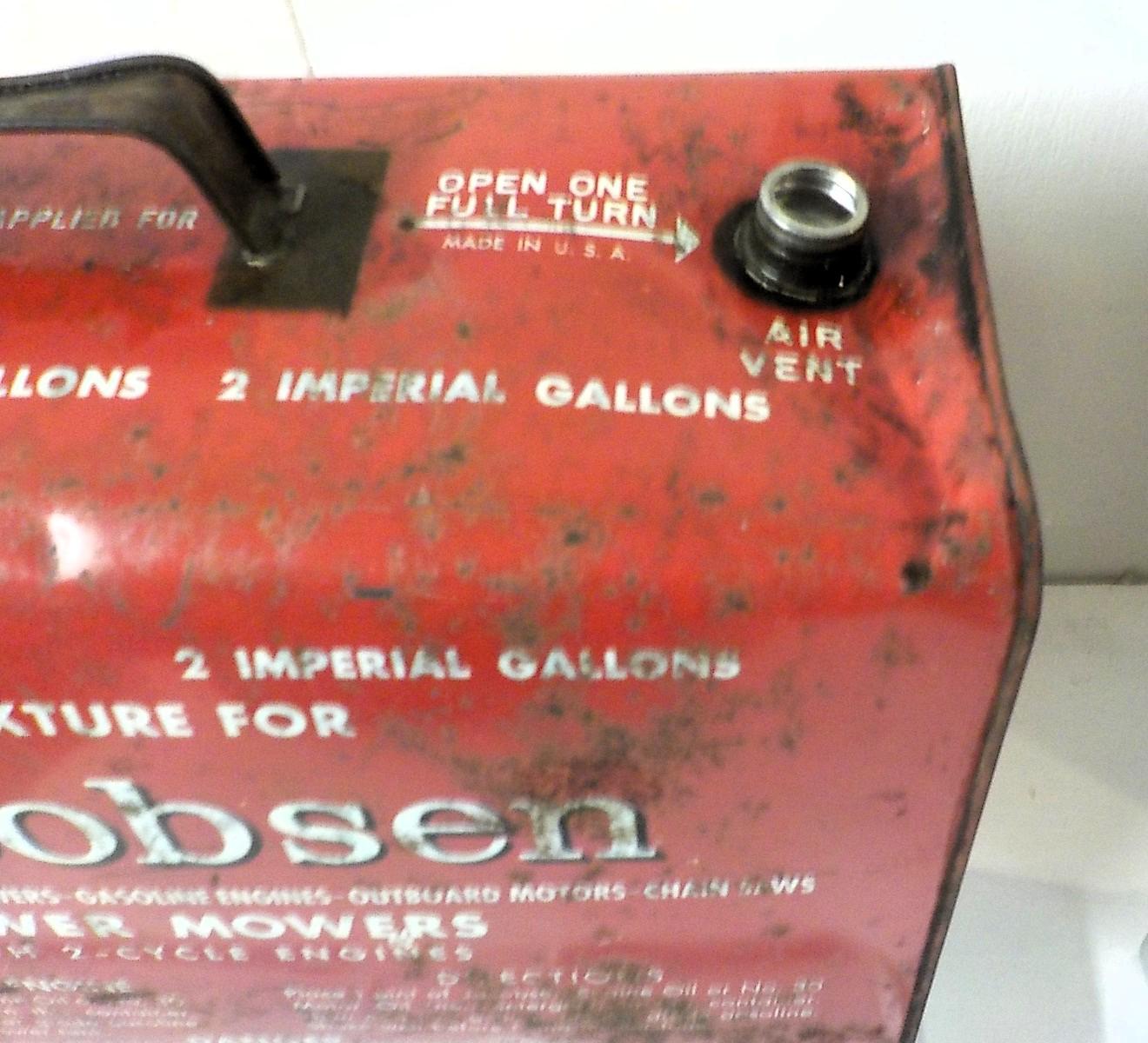 Jacobsen 2 Cycle Gas Mixture Can 1970s Vintage 2.5 Gallon Metal Patina Display lot 2304