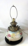 Antique Victorian Painted Glass Electrified Oil Lamp | No Shade | USA | Lot 2478