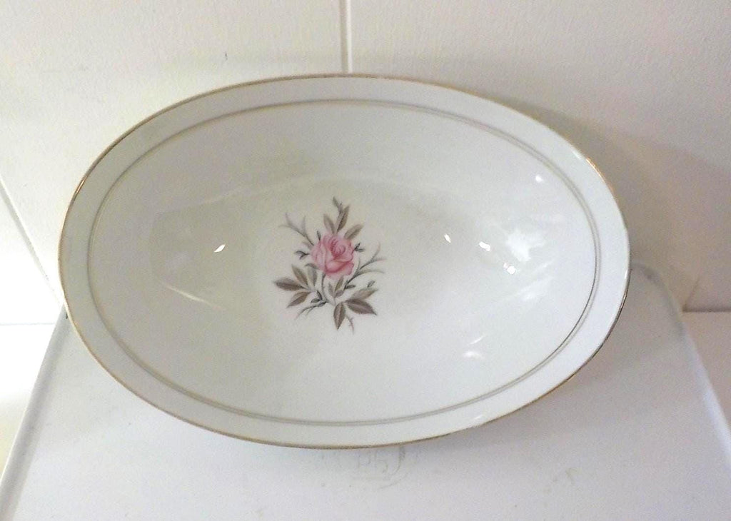 2 Noritake - DARYL - 5510 - Japan 10" Oval Vegetable Serving Bowl Pink Rose Gold Trim LOT 2225