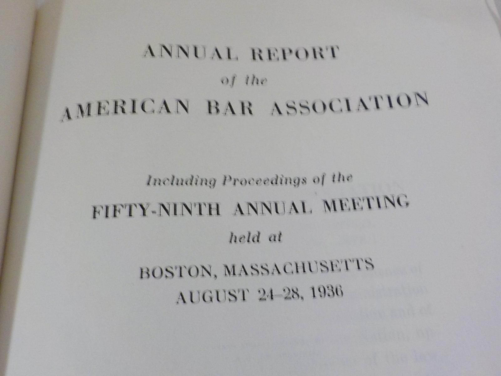 1936 American Bar Association Annual Report, Volume 61