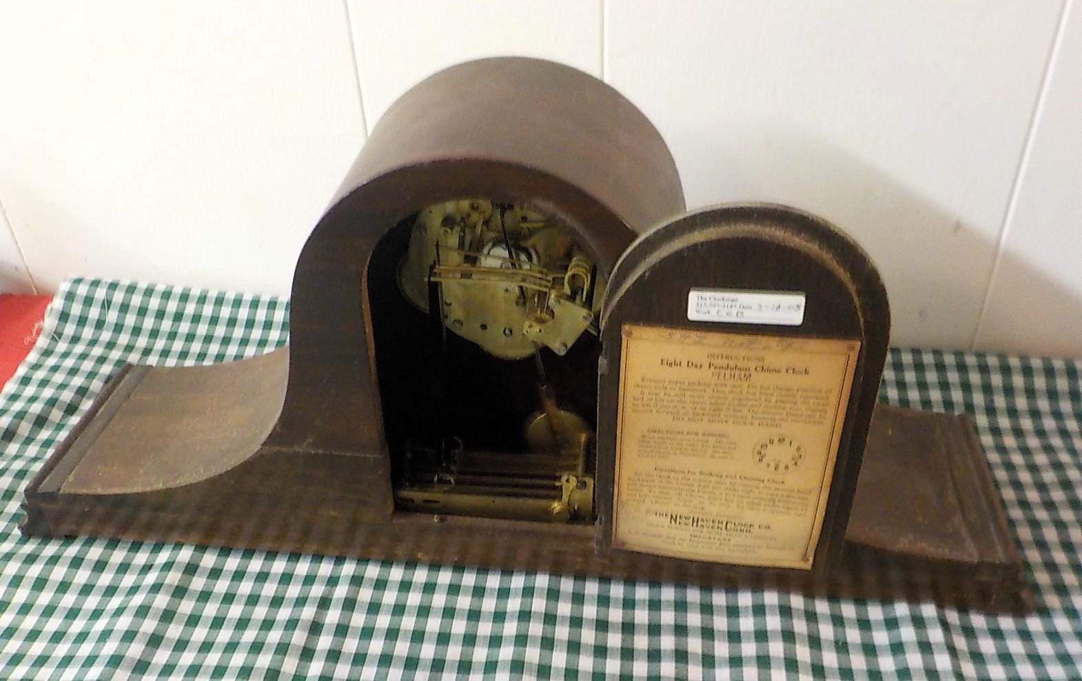 Antique New Haven Westminster Chime Tambour Mantel Clock — Works (Early 20th C.)