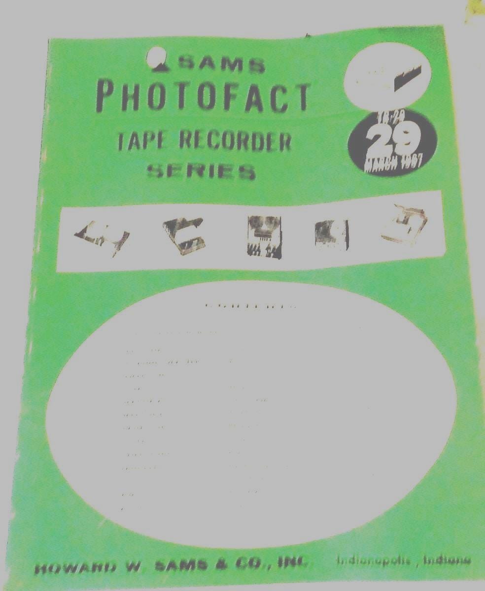 Sams Photofact Tape Recorder Repair Manual TR-29 (1967)