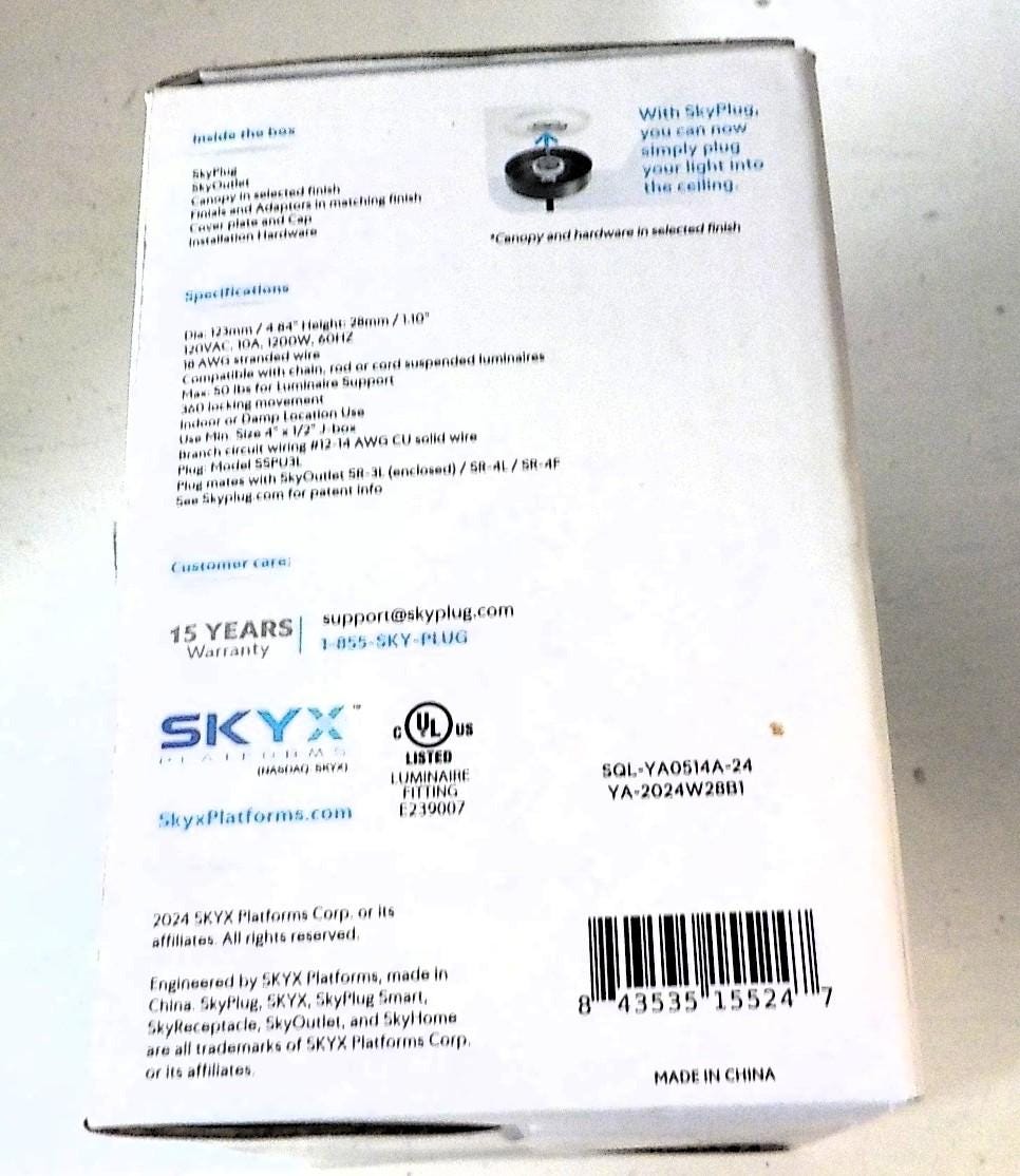 Sky Plug 5 in. Brushed Nickel Plug and Play Lighting Canopy New lot 2431