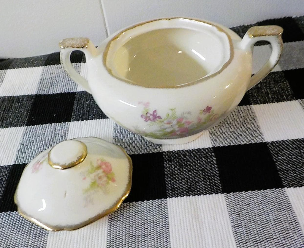 Canonsburg Pottery 22kt Gold Trimmed Tea Set — 5-Piece Teapot, Creamer & Sugar Bowl