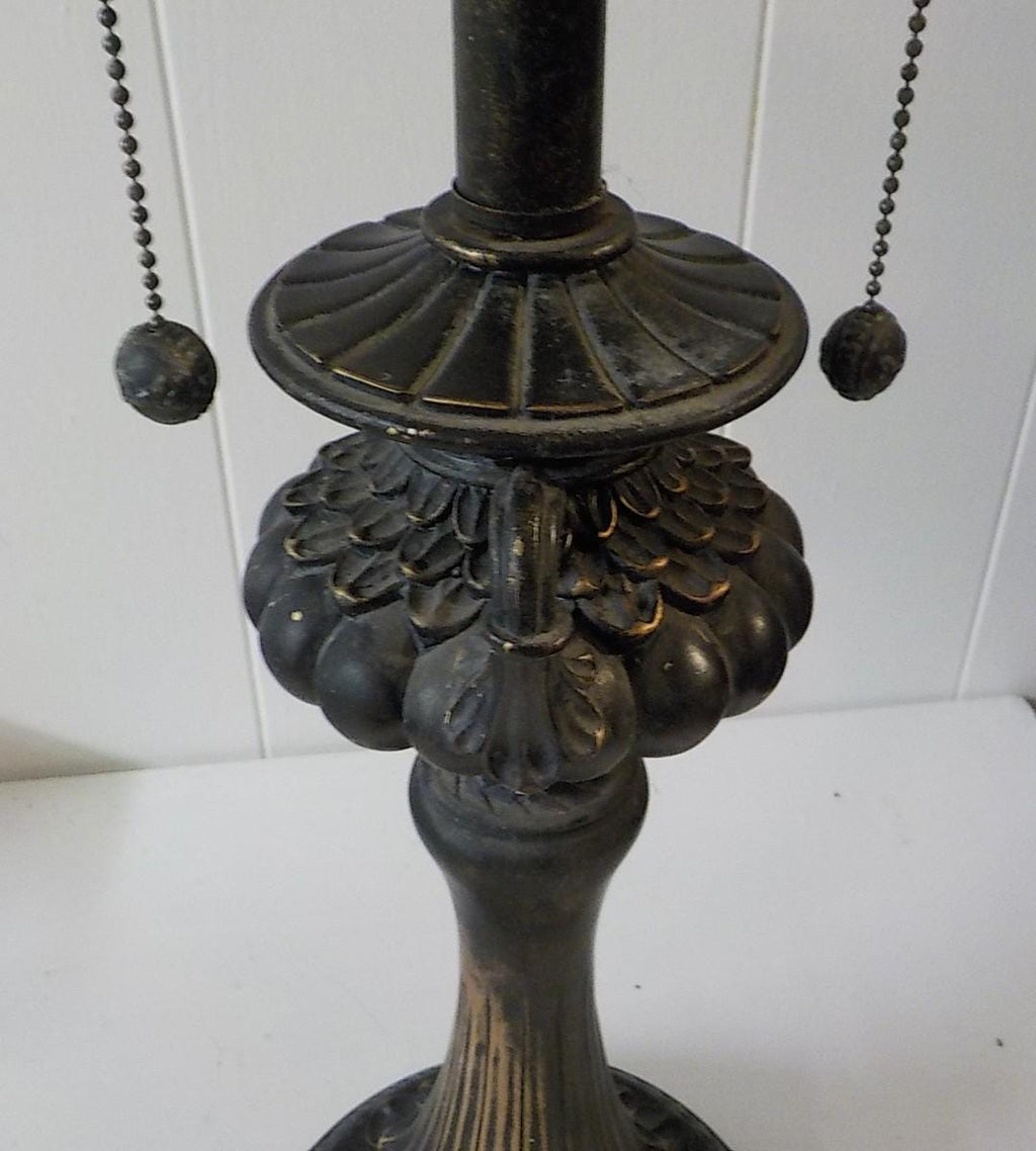 Early Vintage Leaded 12-Sided Table Lamp — 20" Tall, Antique Base, Double Pull Chain