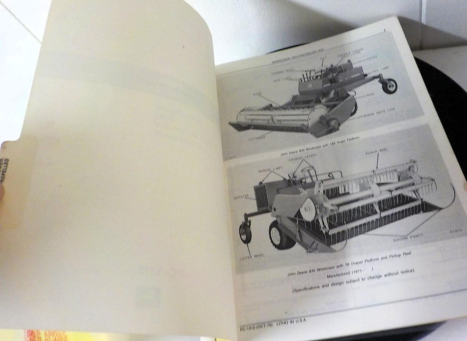 John Deere 830 Self-Propelled Windrower Parts Catalog | PC-1312 | Oct 1975 | Lot B187