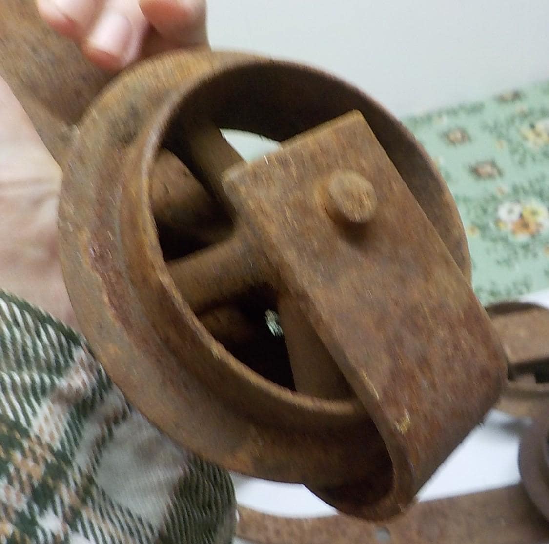 Antique Cast Iron Barn Door Rollers, Primitive Pulleys, 2 Pair