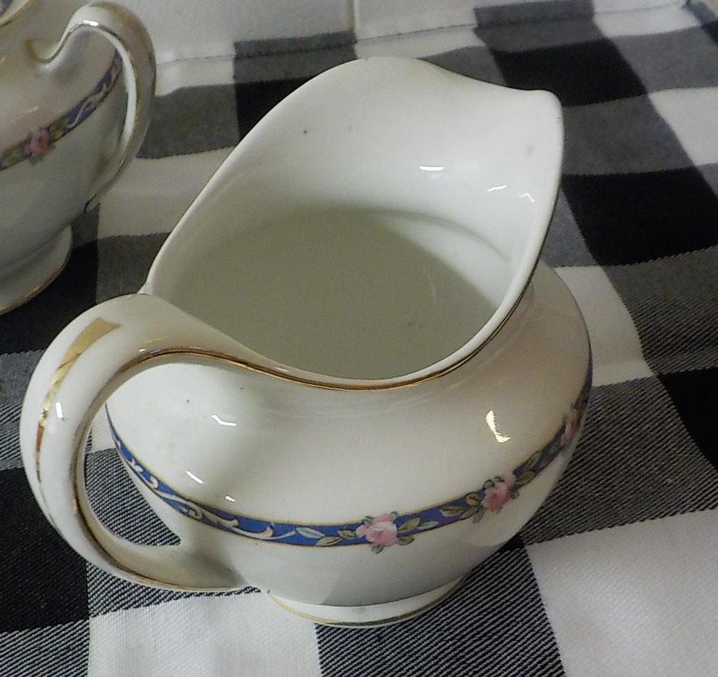 John Maddock & Sons Royal Vitreous Sugar Bowl & Creamer Set — Antique Gold Trim