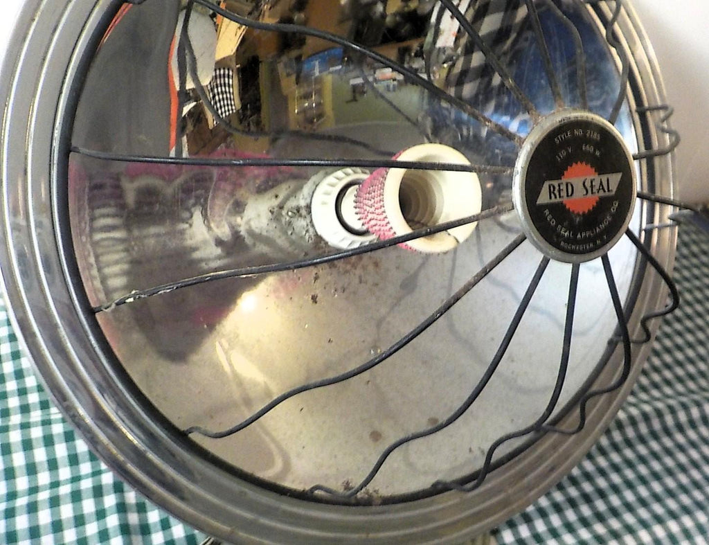 Vintage Red Seal Reflector Space Heater — Art Deco Green, 1930s–1940s