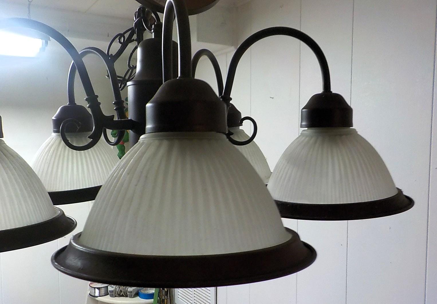 Vintage 1950s Art Deco 5-Arm Cast Iron Chandelier Ceiling Fixture | Lot 2418