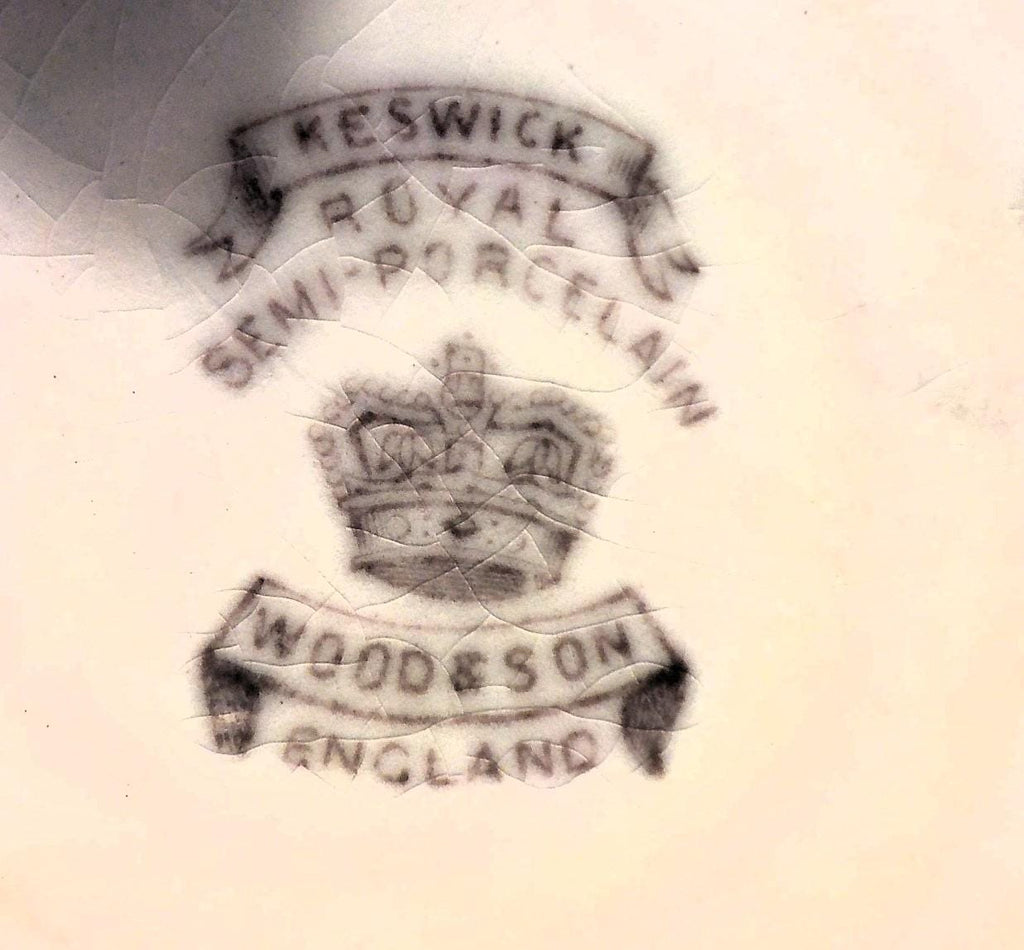 Keswick Wood & Sons England Semi-Porcelain Soup Bowls Set of 4 | 8" Blue Floral | Lot 2452