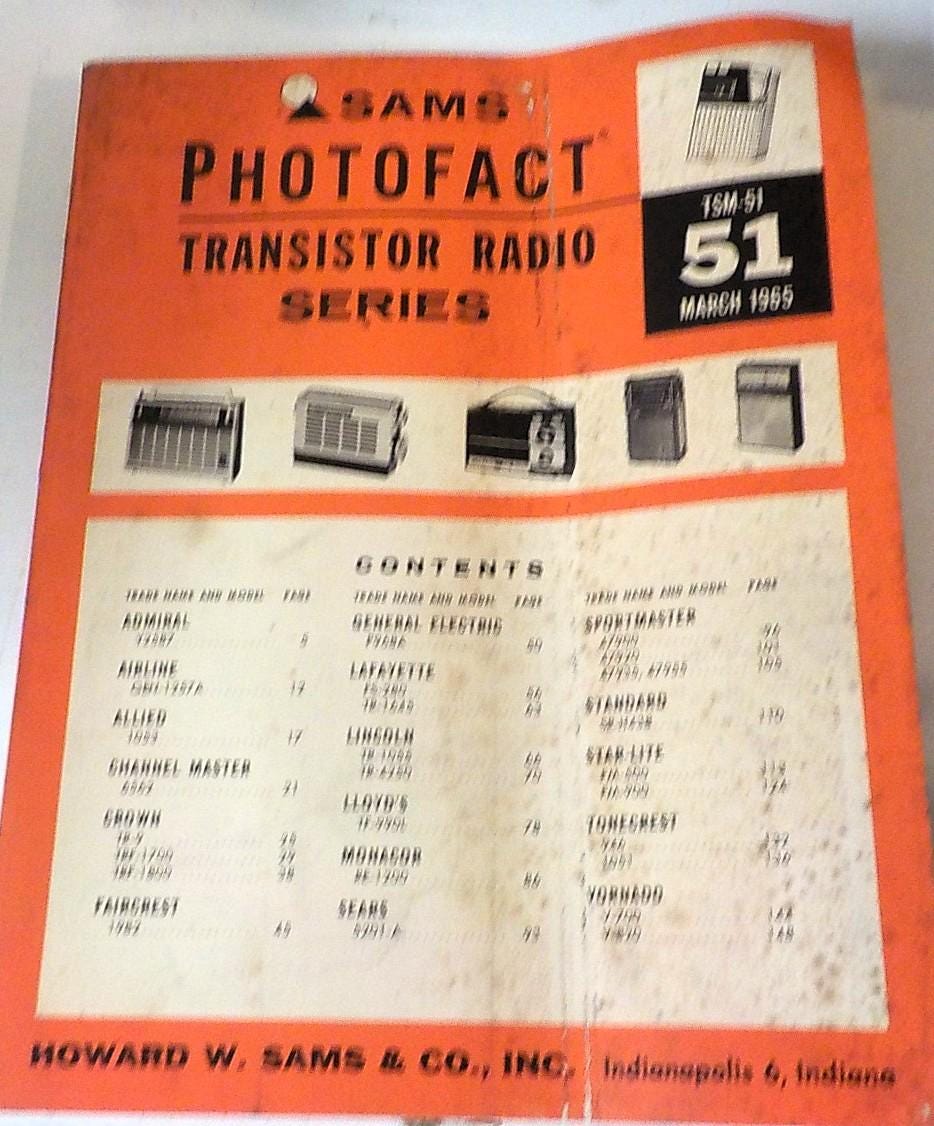 Sams Photofact Transistor Radio Service Manual TSM-51 (1965)