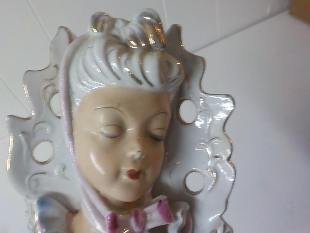 Vintage Mid Century Lady Head Vase - Fairyland Japan Wall Pocket