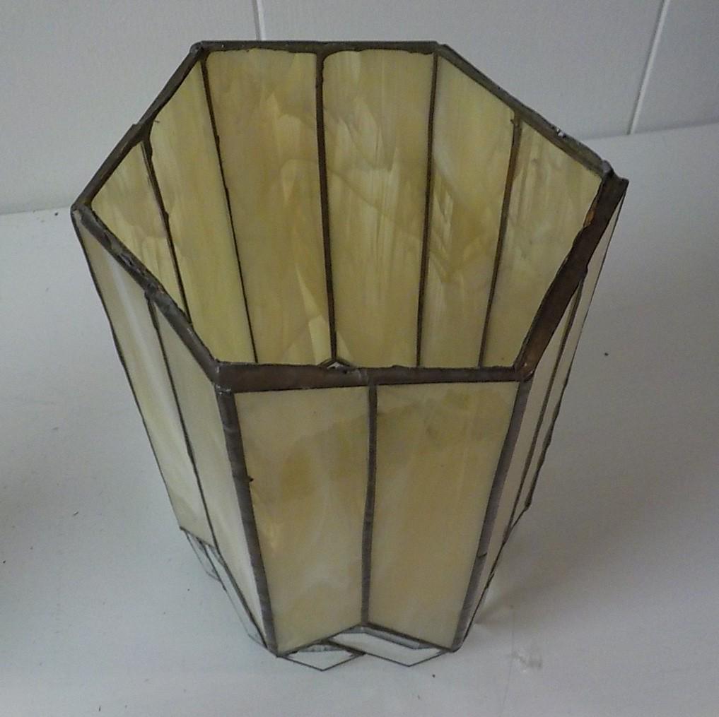 Vintage 6-Sided Leaded Glass Pendant Replacement Shade