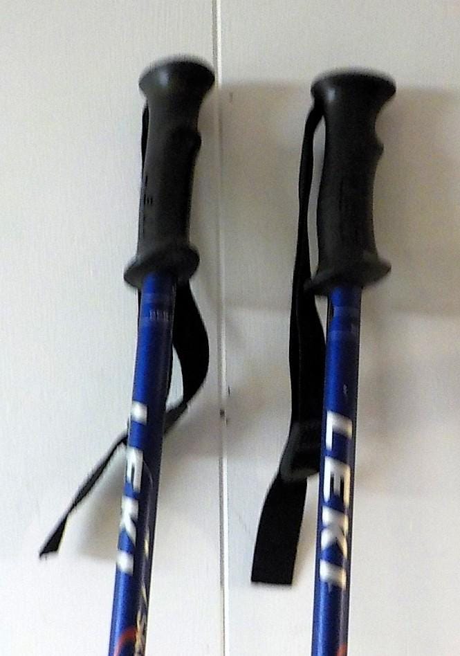 LEKI Skimarket Ski Poles Pair blue silver 120cm 48" With Wrist Straps 2439