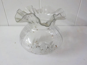 Antique Glass Lamp Globe with Floral Etching (2" Filter)