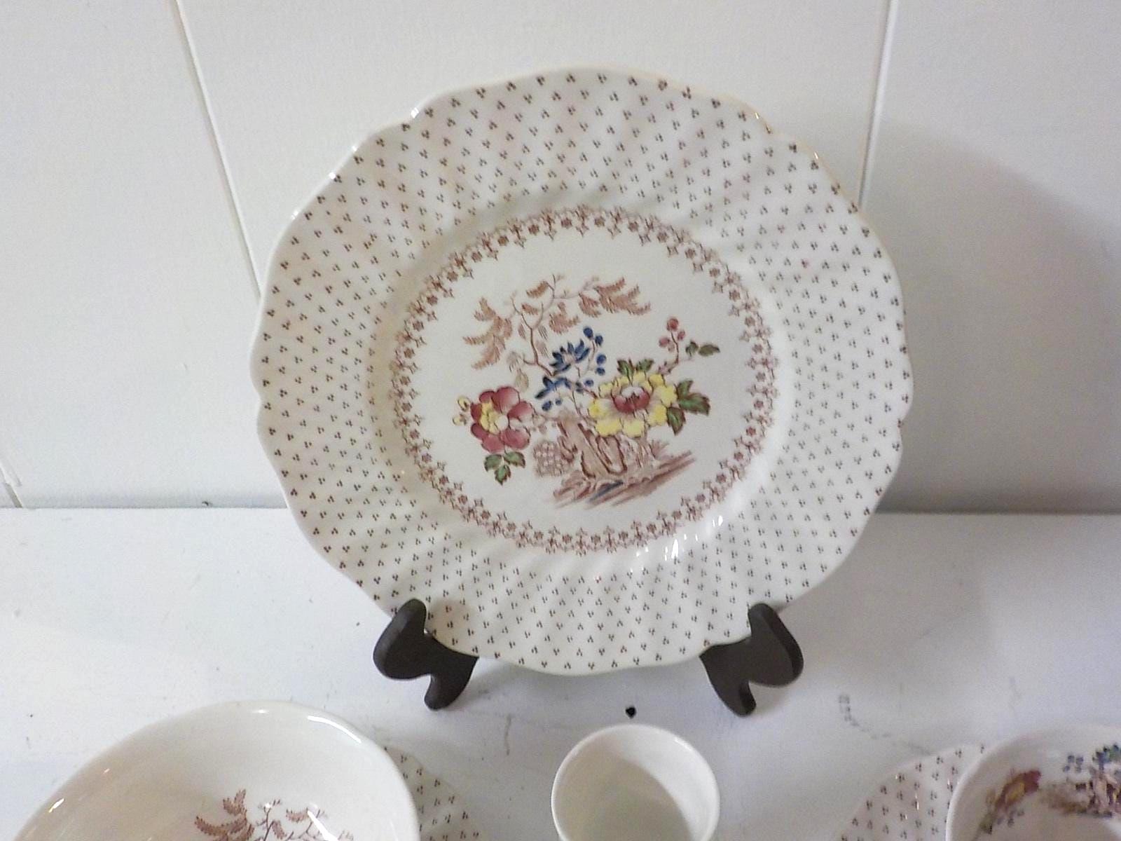 Vintage Royal Doulton Grantham Demitasse Set — Tea Cups, Saucers, Sugar Bowl, Plates & Egg Cup