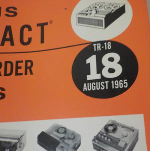 Sams Photofact Tape Recorder Repair Manual TR-18 (1965)