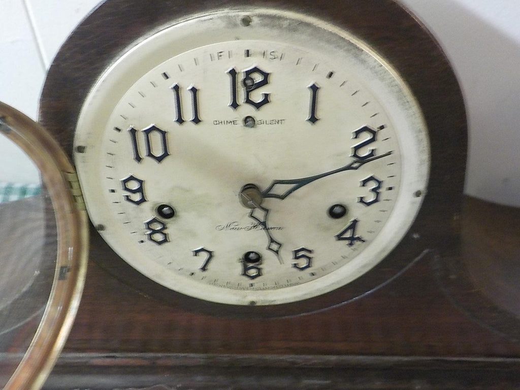 Antique New Haven Westminster Chime Tambour Mantel Clock — Works (Early 20th C.)
