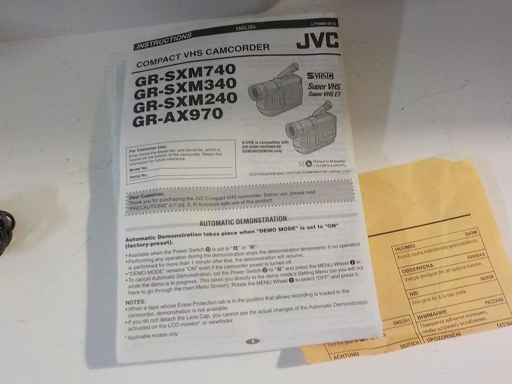 JVC GR-SXM240U Super Compact VHS-C Video Camcorder Video Transfer with case lot  2224
