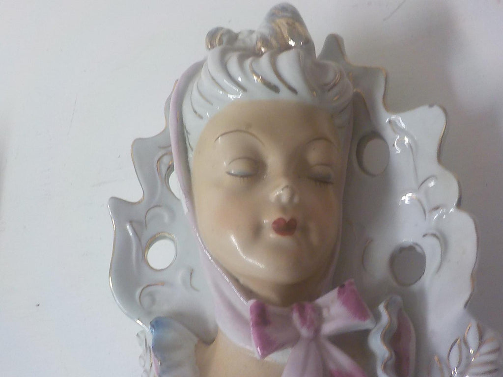 Vintage Mid Century Lady Head Vase - Fairyland Japan Wall Pocket
