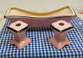 Art Deco Ceramic Console Centerpiece Pink With Candlestick Holders item 964