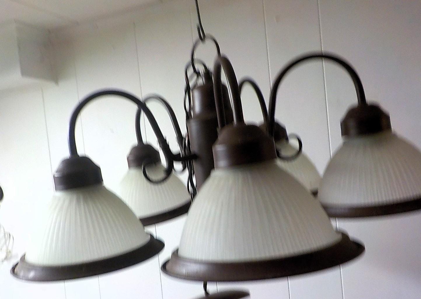 Vintage 1950s Art Deco 5-Arm Cast Iron Chandelier Ceiling Fixture | Lot 2418