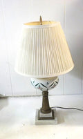 Vintage Porcelain, Brass & Marble Table Lamp with Shade | 28 Inches | Lot 2501