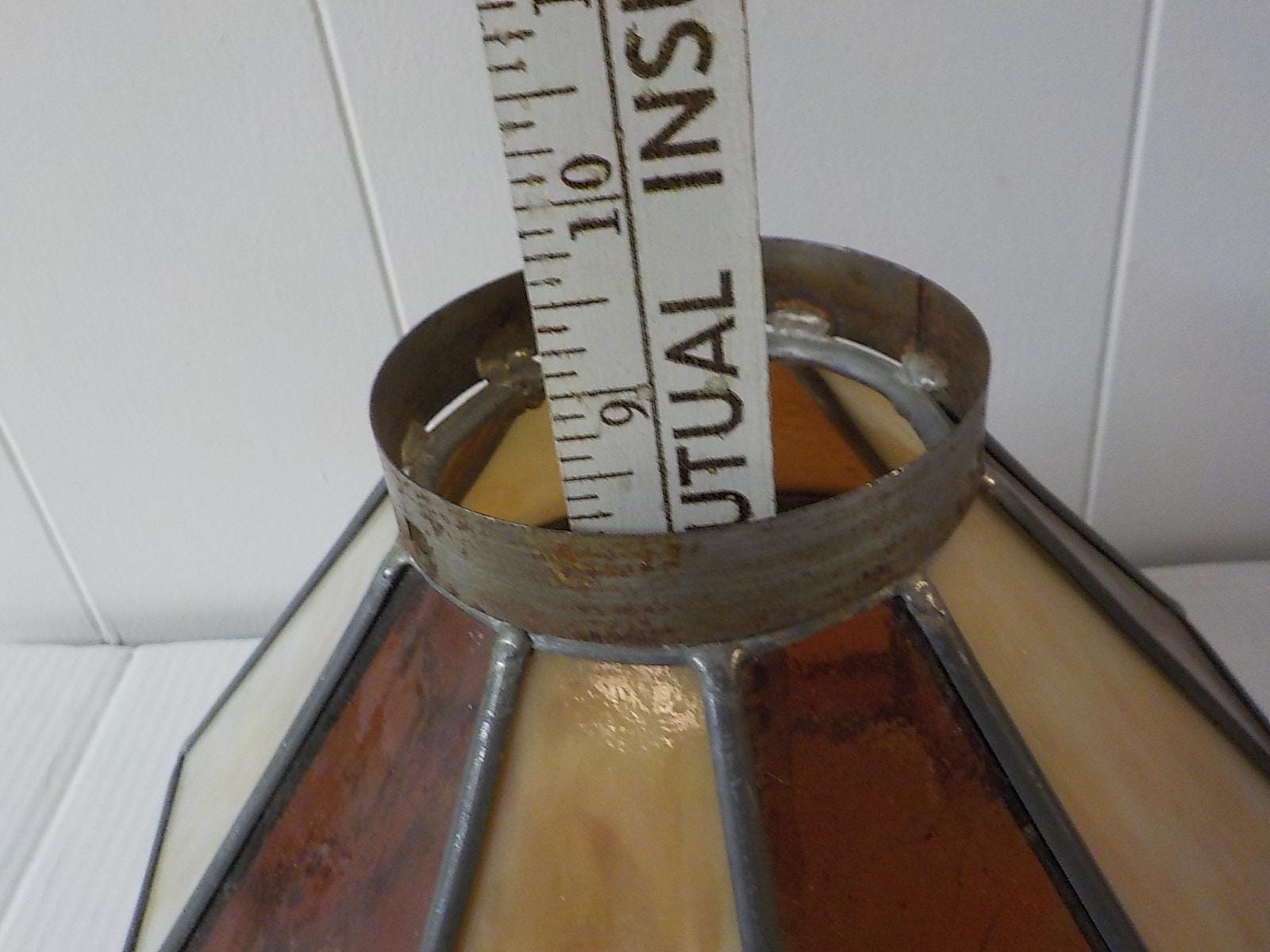 Vintage Leaded Slag Glass Ceiling Lamp Shade — 9.5" x 8" with 4" Fitter