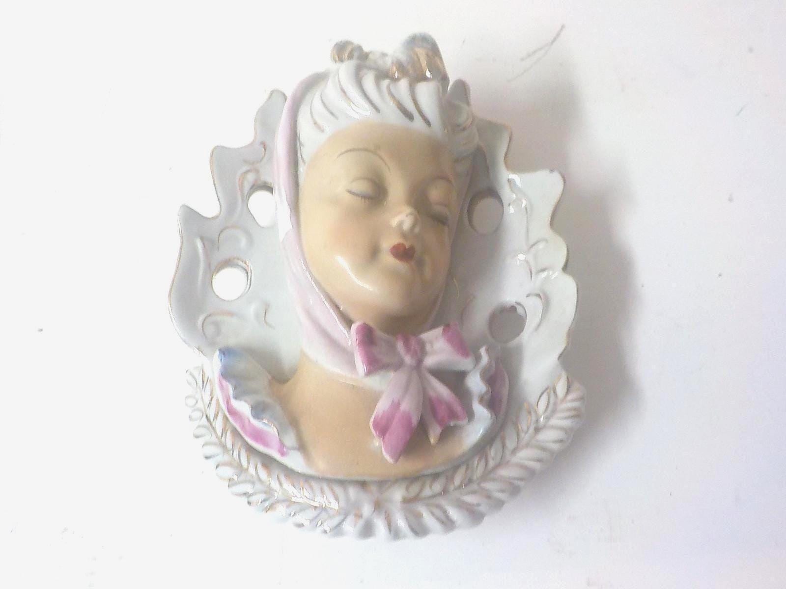Vintage Mid Century Lady Head Vase - Fairyland Japan Wall Pocket