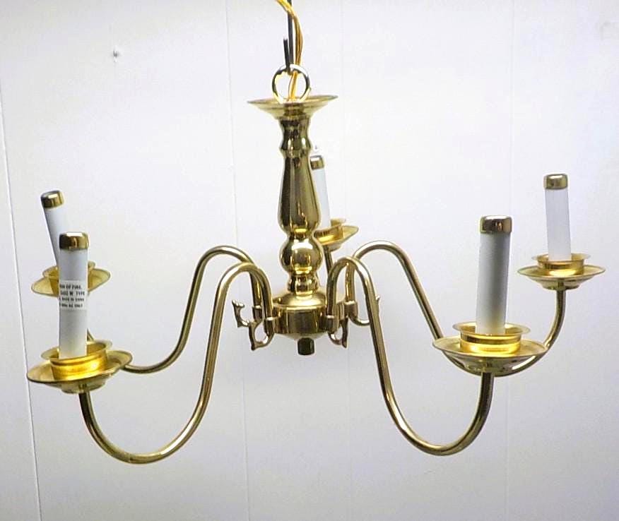 Vintage Brass 5-Arm Chandelier Ceiling Light | New Old Stock | 24" | Item No. 066
