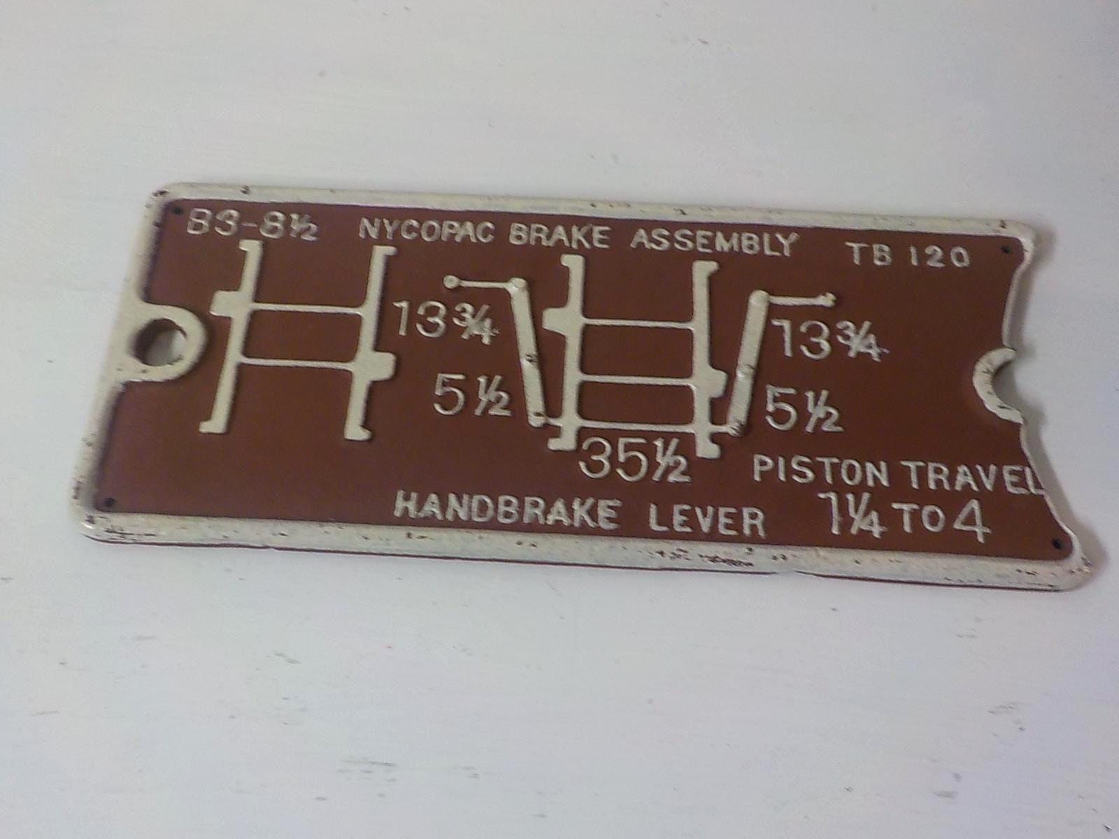 NYCOPAC Cast Metal Railway Railroad Brake Plate Schematic Sign – Lot 2276
