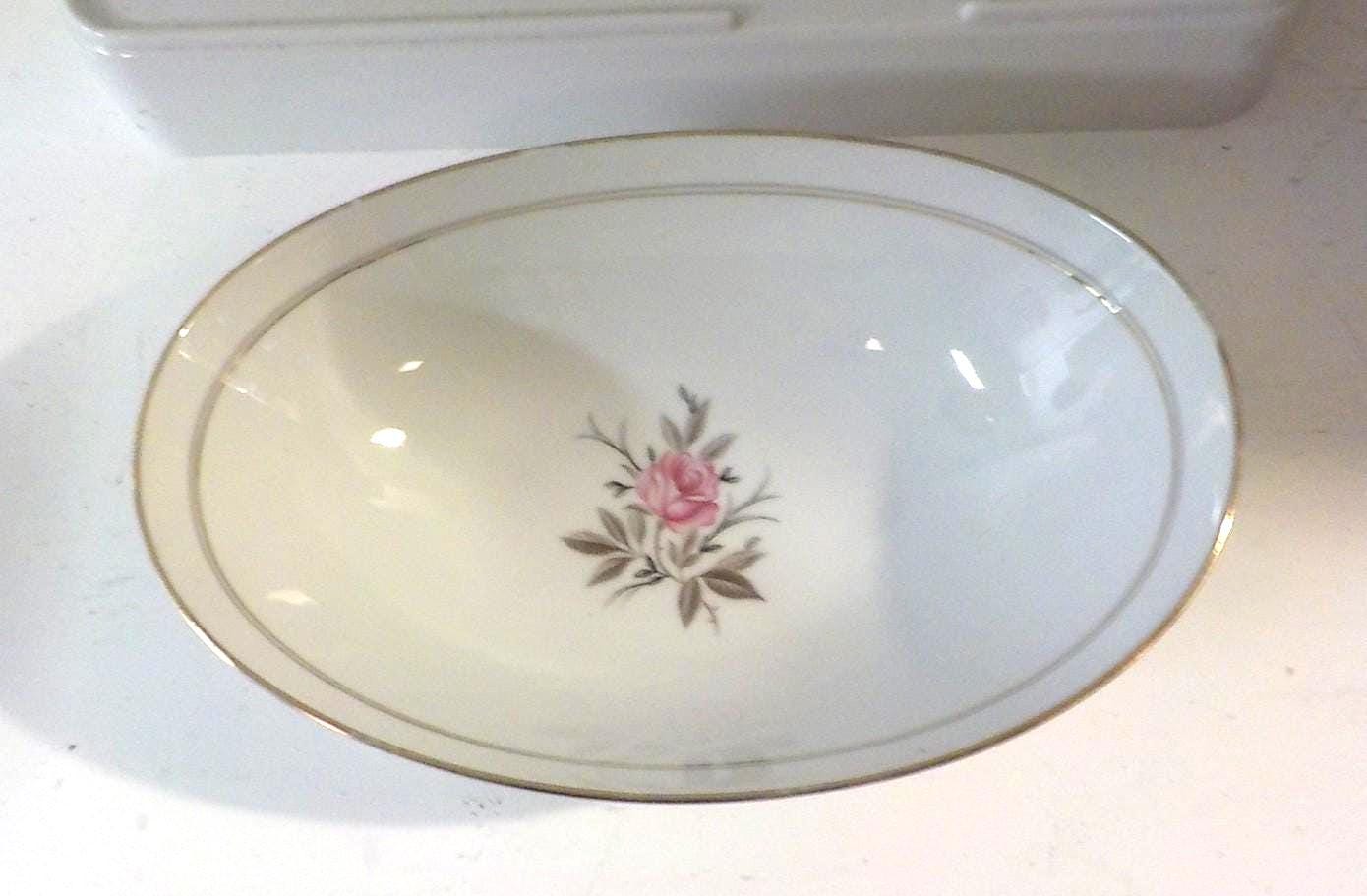 2 Noritake - DARYL - 5510 - Japan 10" Oval Vegetable Serving Bowl Pink Rose Gold Trim LOT 2225