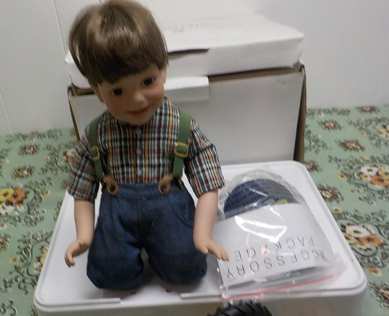 Danbury Mint Charlie John Deere Porcelain Doll with Tractor, Boxed