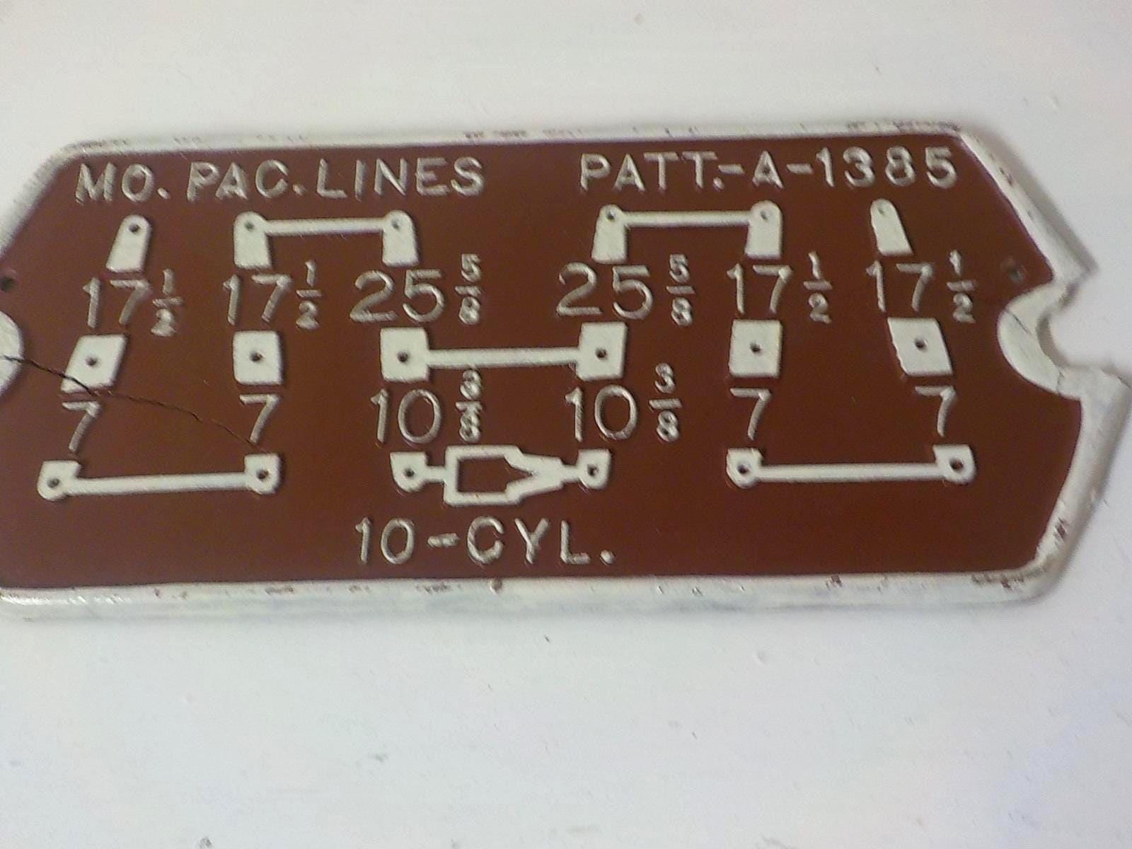 MO PAC LINES Cast Metal Railway Railroad Brake Plate Schematic Sign – Lot 2278