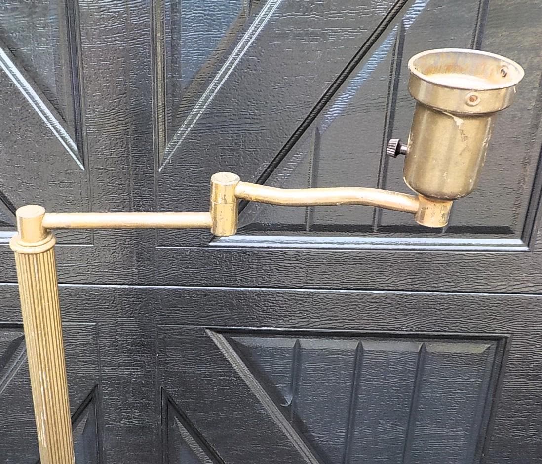 Antique 1920s/30s Solid Brass Swing Arm Floor Lamp 48" | Restoration Project | Lot 2448