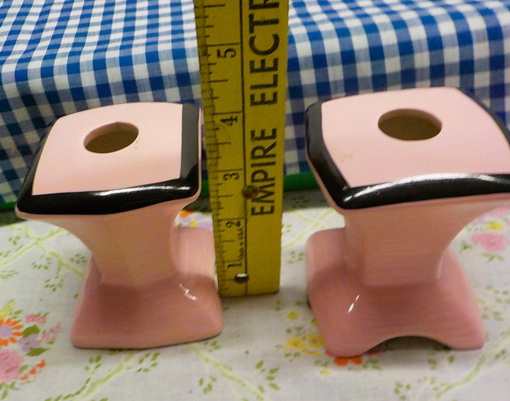 Art Deco Ceramic Console Centerpiece Pink With Candlestick Holders item 964
