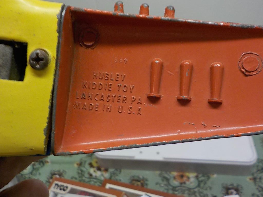 Hubley Kiddie Toy Metal Airplane — WWII Folding Wings & Wheels, Aircraft Carrier Model #1077