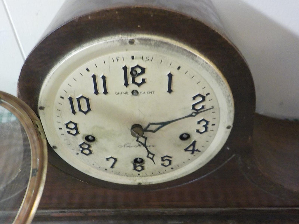 Antique New Haven Westminster Chime Tambour Mantel Clock — Works (Early 20th C.)