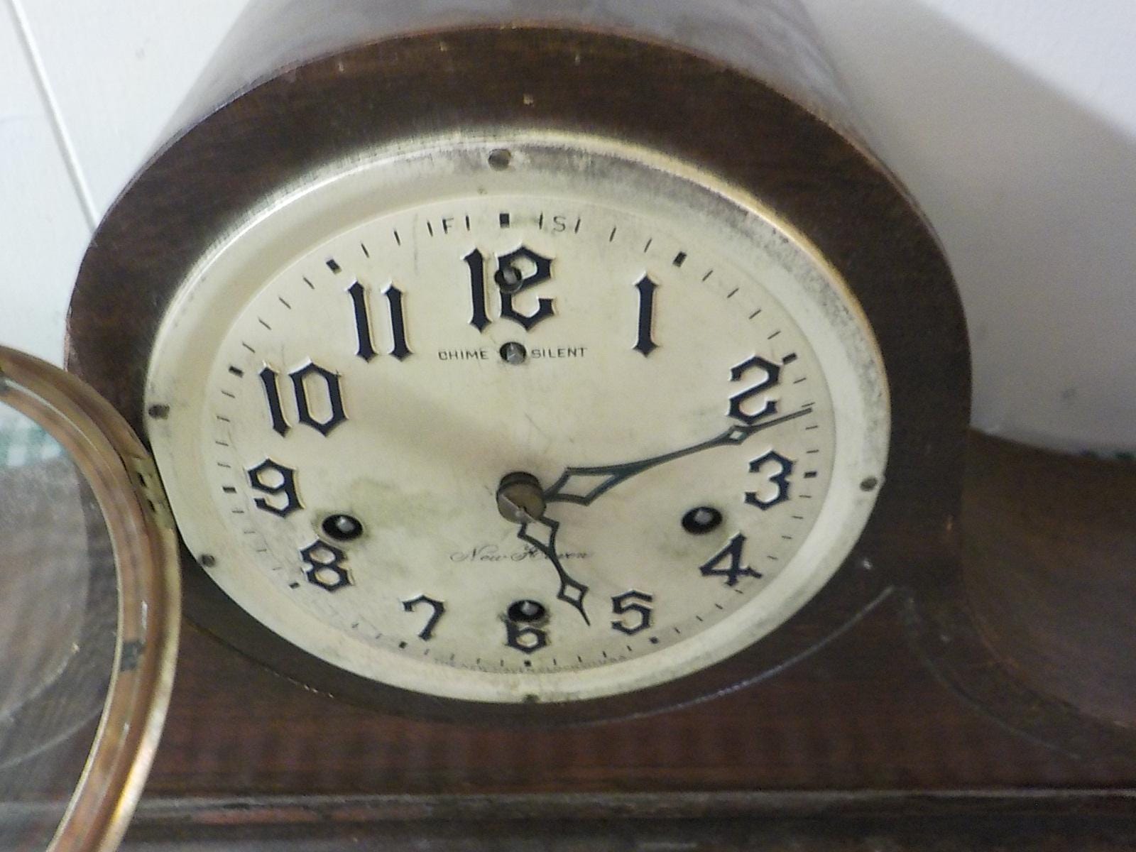 Antique New Haven Westminster Chime Tambour Mantel Clock — Works (Early 20th C.)