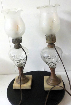 Vintage Mid-Century Crystal Cut Glass Table Lamps | Pair | Brass & Glass | Wired Set | Lot 2470