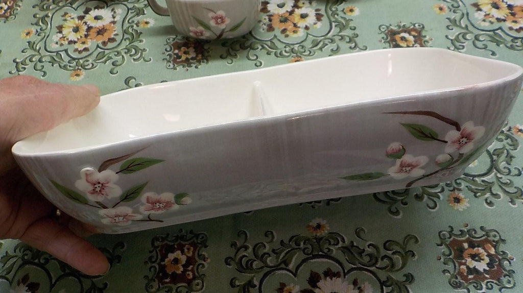 Vintage Weil Ware Condiment Tray: Birchwood Divided Dish with 6 Cups