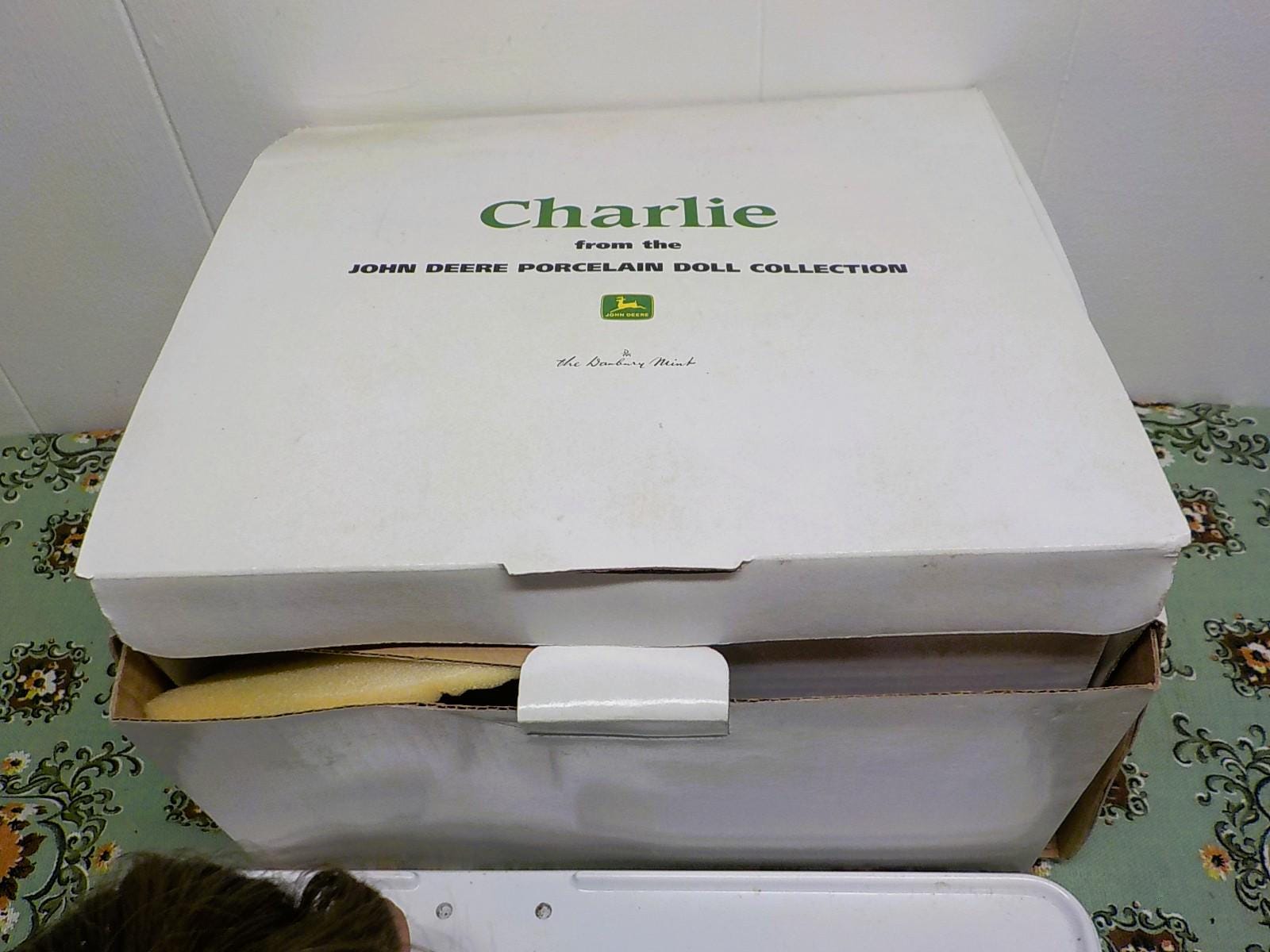 Danbury Mint Charlie John Deere Porcelain Doll with Tractor, Boxed