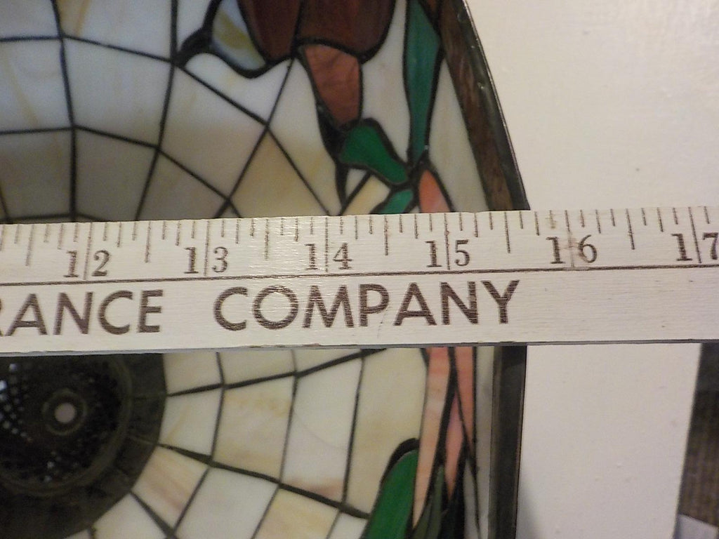 31" Tiffany-Style Leaded Glass Table Lamp — Multi-Color Shade, Country Home Style
