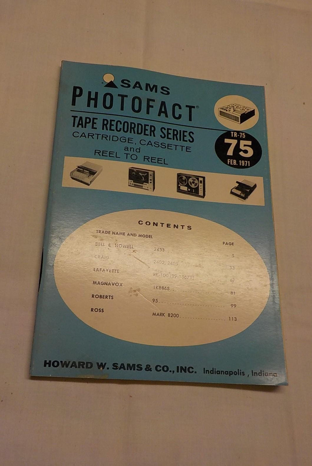 Sams Photofact Tape Recorder Series Service Repair Manual Schematic # 80 and 75 b102