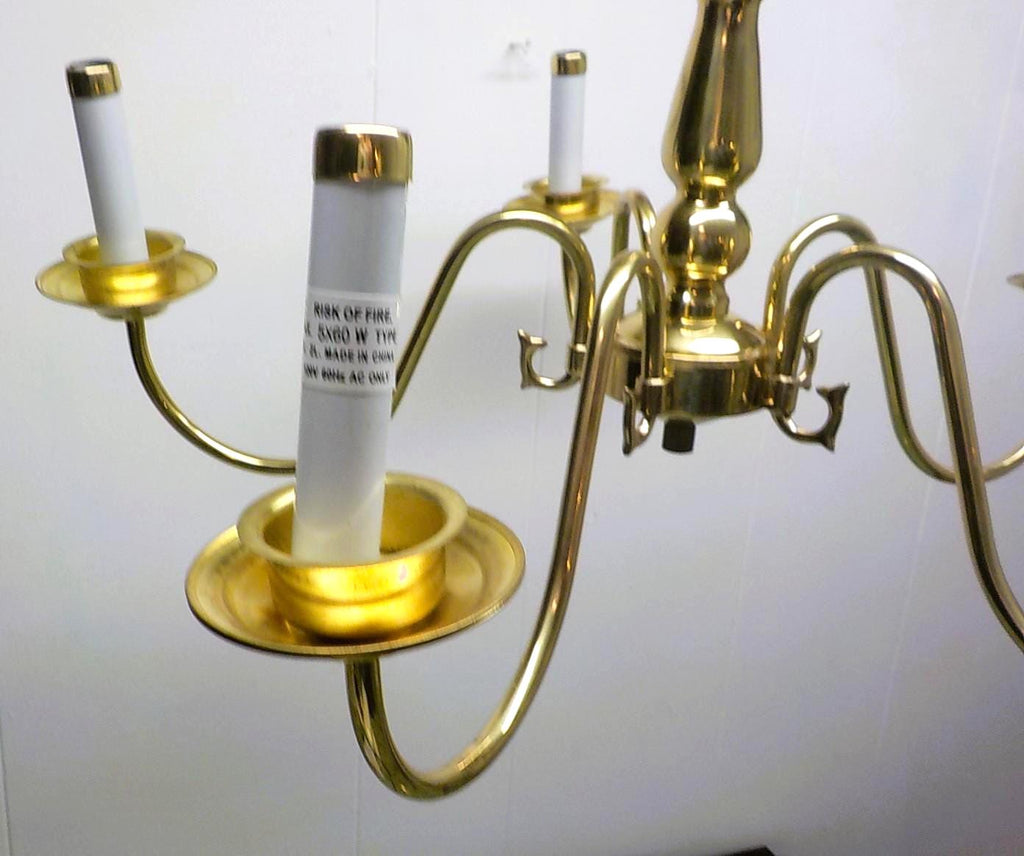 Vintage Brass 5-Arm Chandelier Ceiling Light | New Old Stock | 24" | Item No. 066