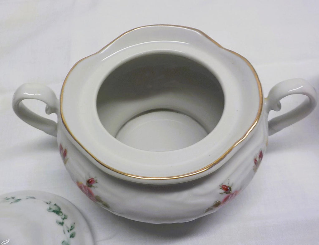 Gibson Houseware China Rose Creamer & Sugar Bowl with Gold Trim