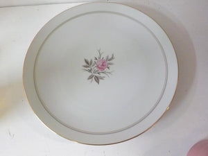 Noritake Daryl Dinner Plate — Pattern 5510, Rose Center, Gold & Gray Rings, 10 Inches, Lot 2229