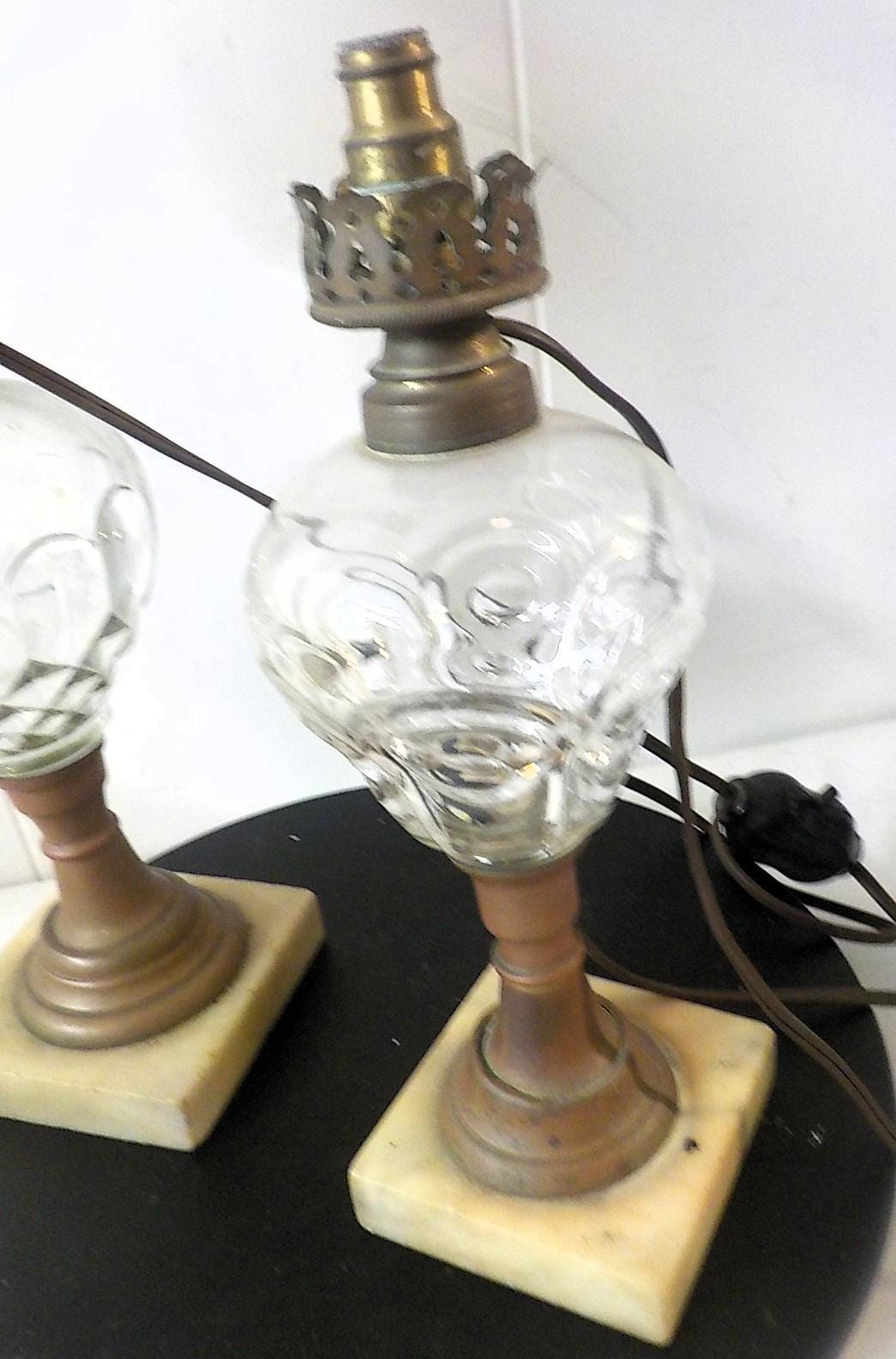 Vintage Mid-Century Crystal Cut Glass Table Lamps | Pair | Brass & Glass | Wired Set | Lot 2470