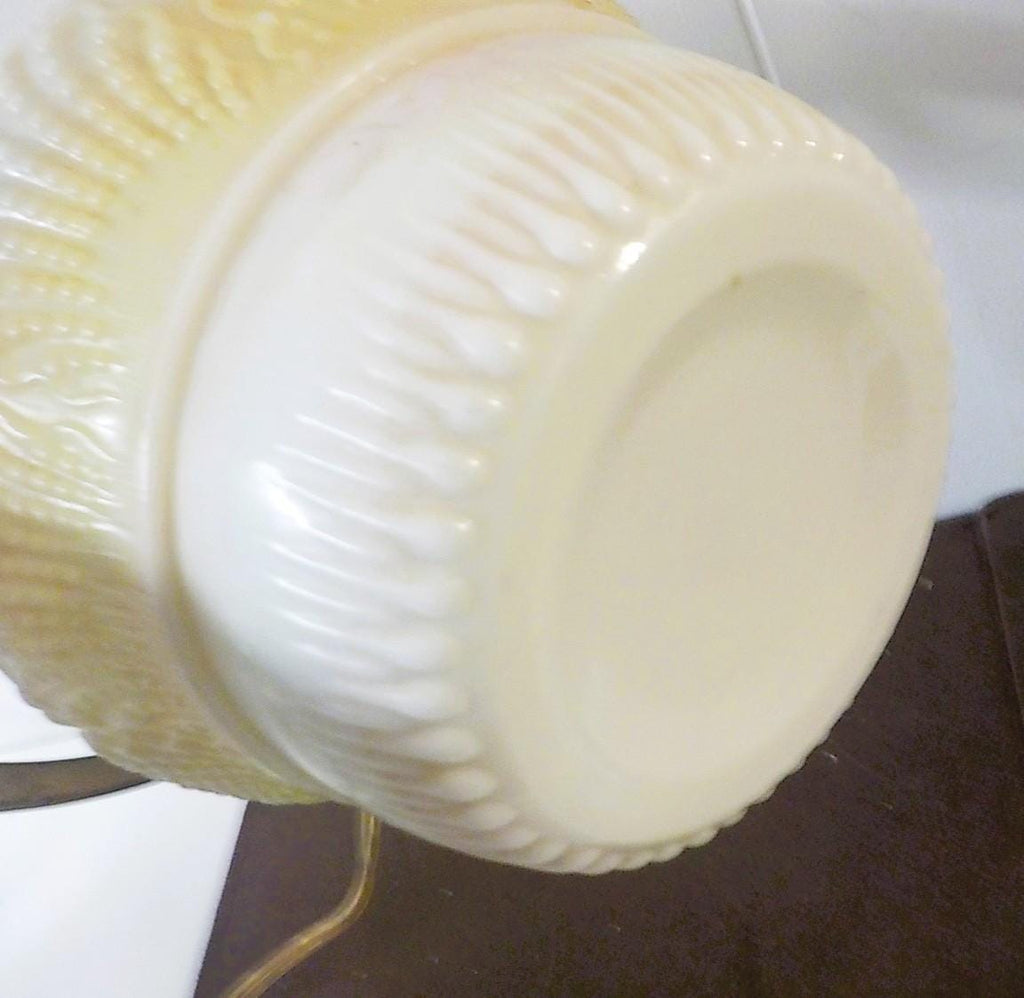 Vintage Milk Glass Oil Lamp Converted to Electric — 15" with 10" Shade | Lot 2286